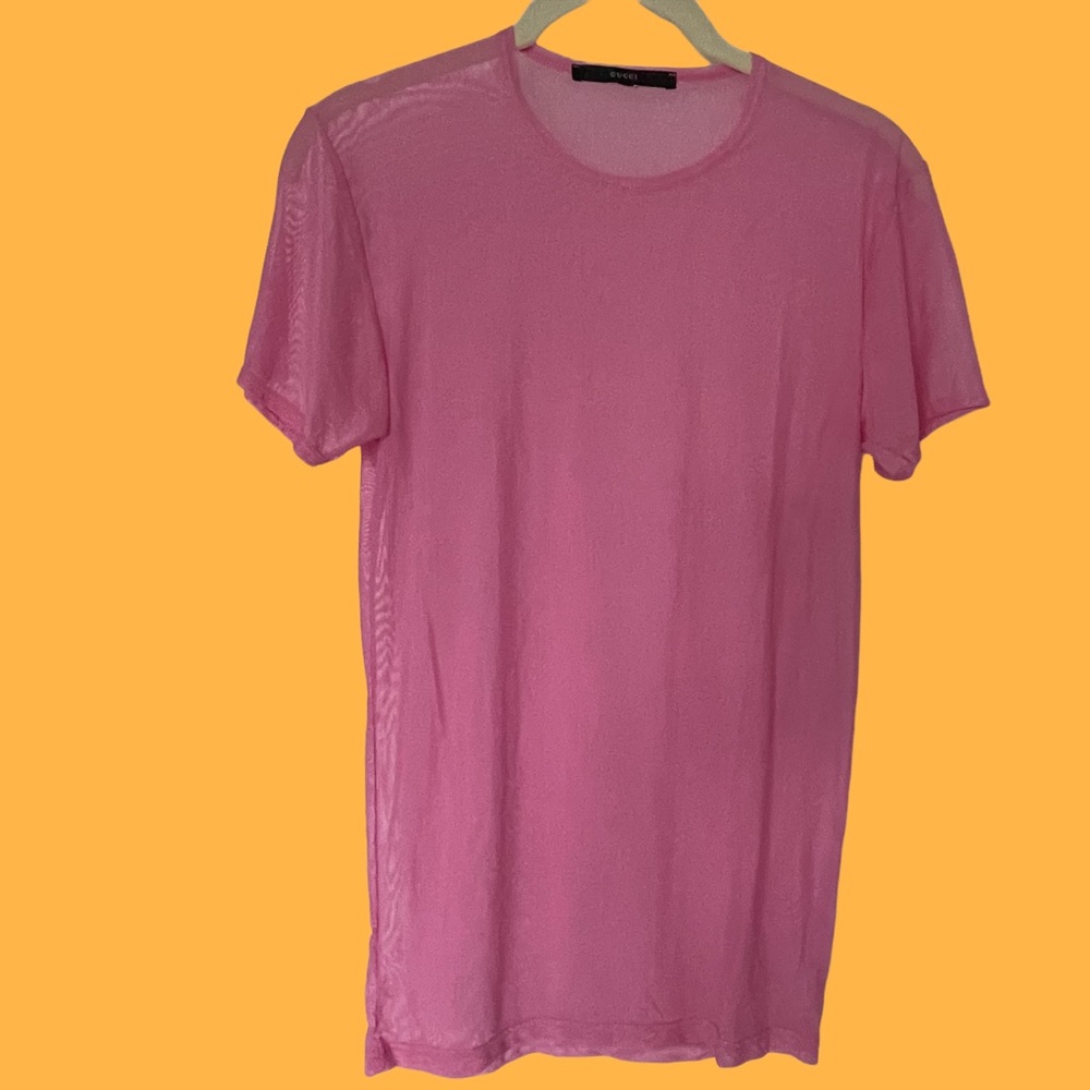 Women's Gucci Vintage Sheer Gauze Barbie Pink Tee in Size Small